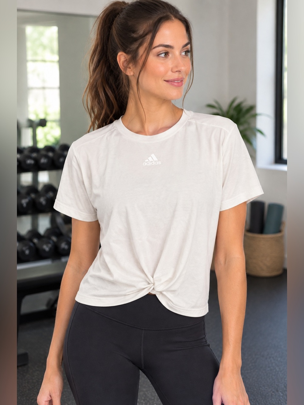 adidas Cream Short-Sleeve Athletic Tee